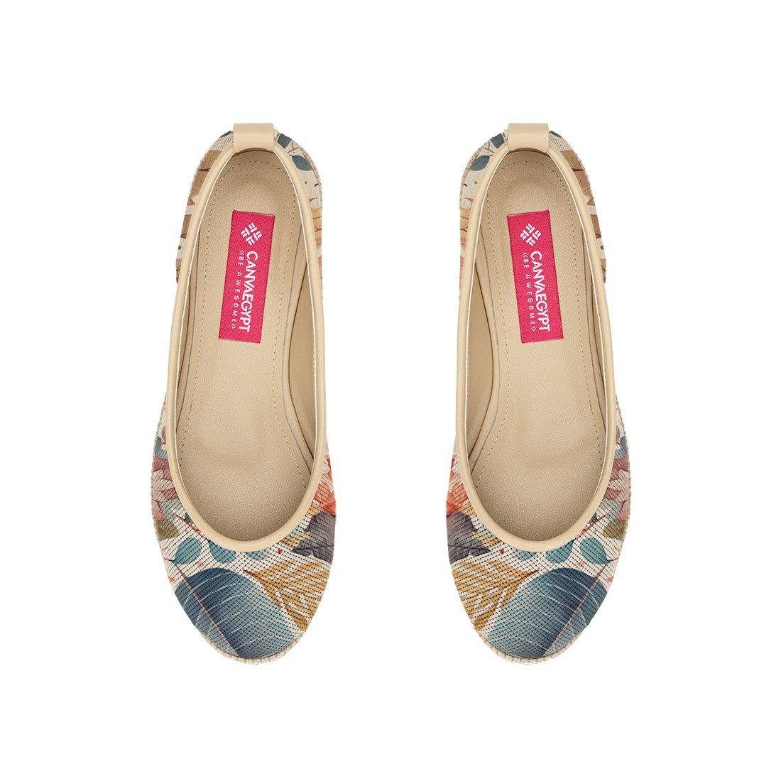 Beige Voyage Round Toe Leaves - CANVAEGYPT