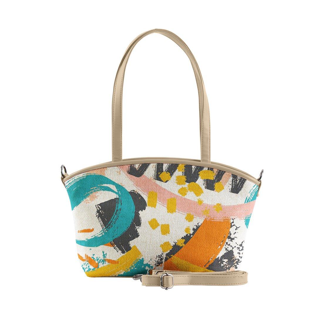 Beige Wide Tote Bag Brushes - CANVAEGYPT