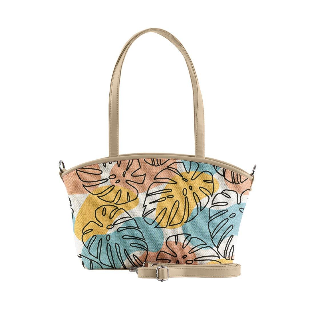 Beige Wide Tote Bag Floral - CANVAEGYPT