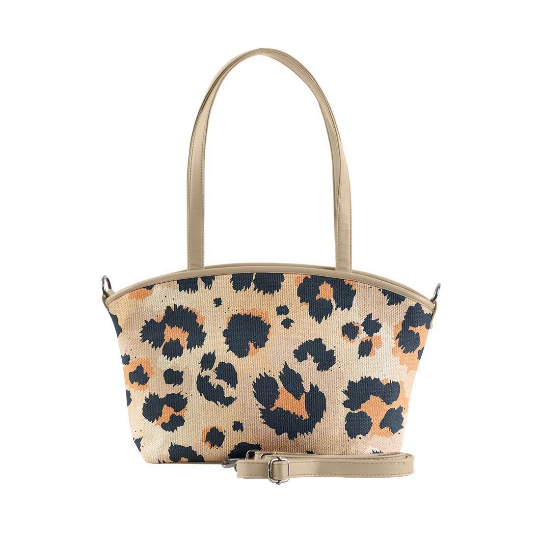 Beige Wide Tote Bag Orange Cheetah - CANVAEGYPT