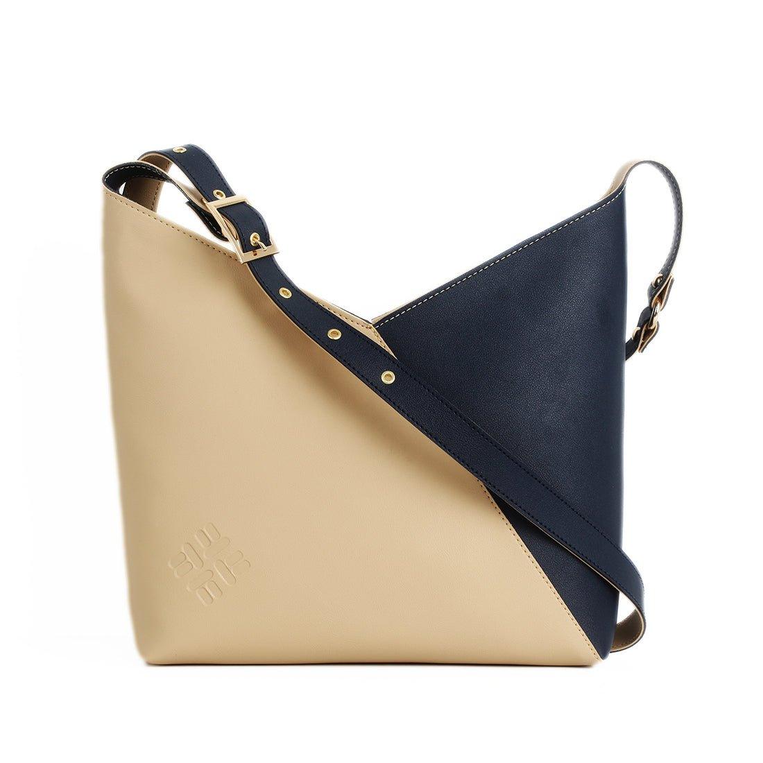Bicolor Triangles Bags Beige with DB - CANVAEGYPT