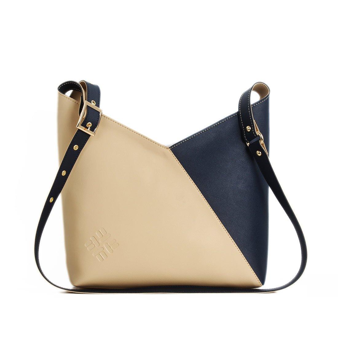 Bicolor Triangles Bags Beige with DB - CANVAEGYPT