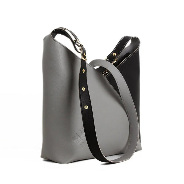 Bicolor Triangles Bags Grey with Black