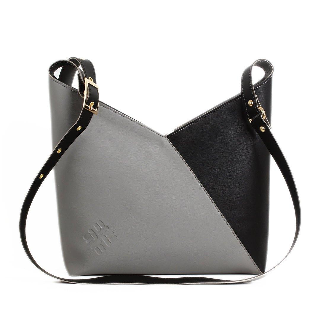 Bicolor Triangles Bags Grey with Black - CANVAEGYPT