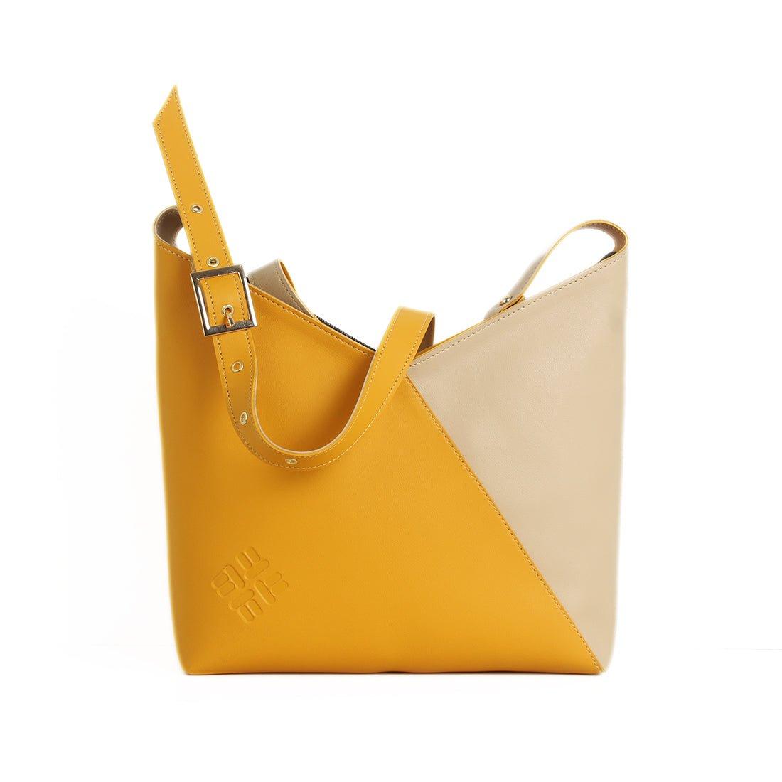 Bicolor Triangles Bags Yellow with Beige - CANVAEGYPT
