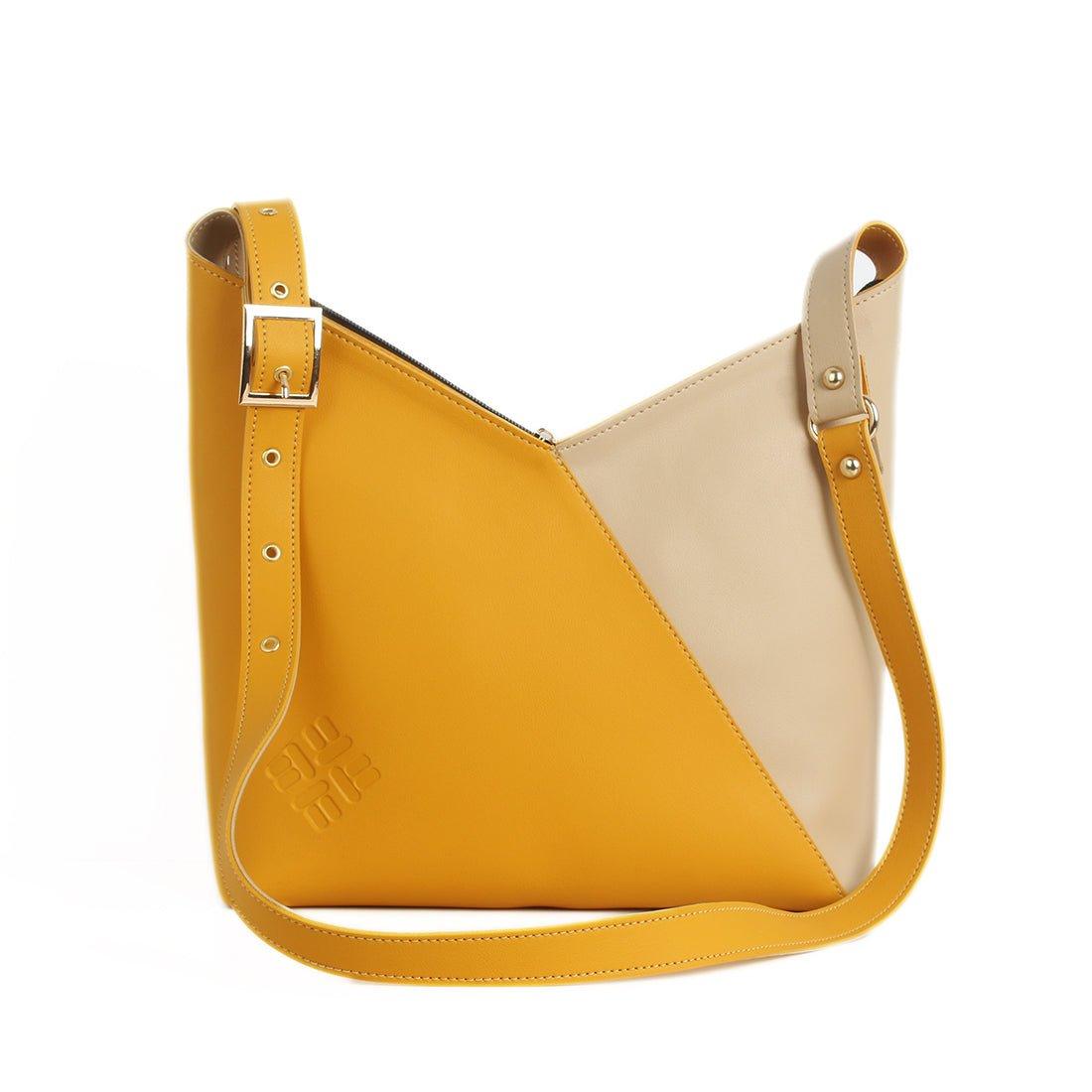 Bicolor Triangles Bags Yellow with Beige - CANVAEGYPT