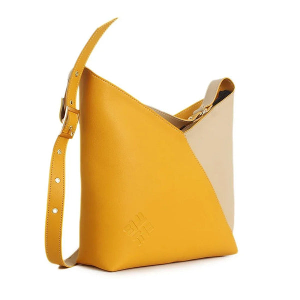 Bicolor Triangles Bags Yellow with Beige