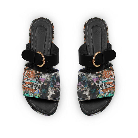 Black Buckle Slide Slipper Full Wall - CANVAEGYPT