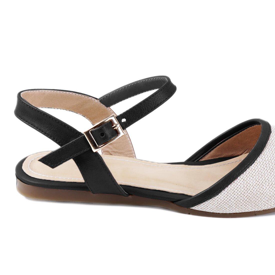 Black Closed Strap Sandal Spotted Leafs - CANVAEGYPT