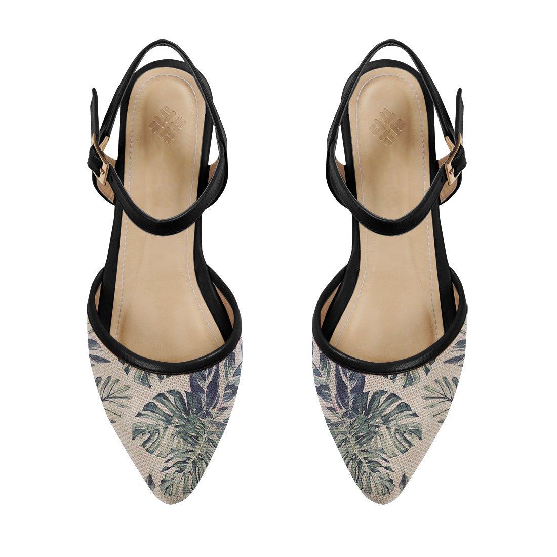 Black Closed Strap Sandal Watercolor Tropical - CANVAEGYPT