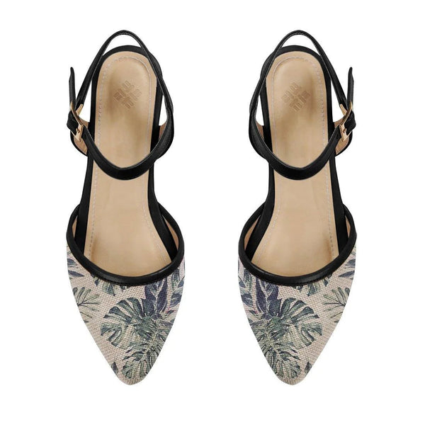 Black Closed Strap Sandal Watercolor Tropical - CANVAEGYPT
